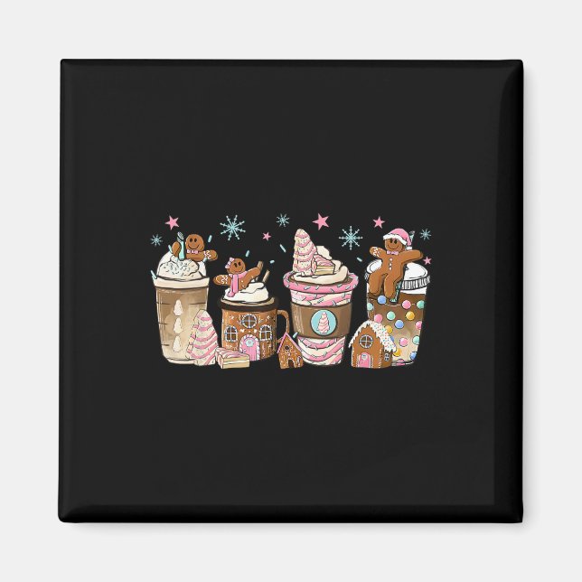 God jul Gingerbröd Cookie Kaffe koppar Lat Magnet (Framsidan)