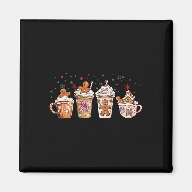 God jul Gingerbröd Cookie Kaffe koppar Lat Magnet (Framsidan)