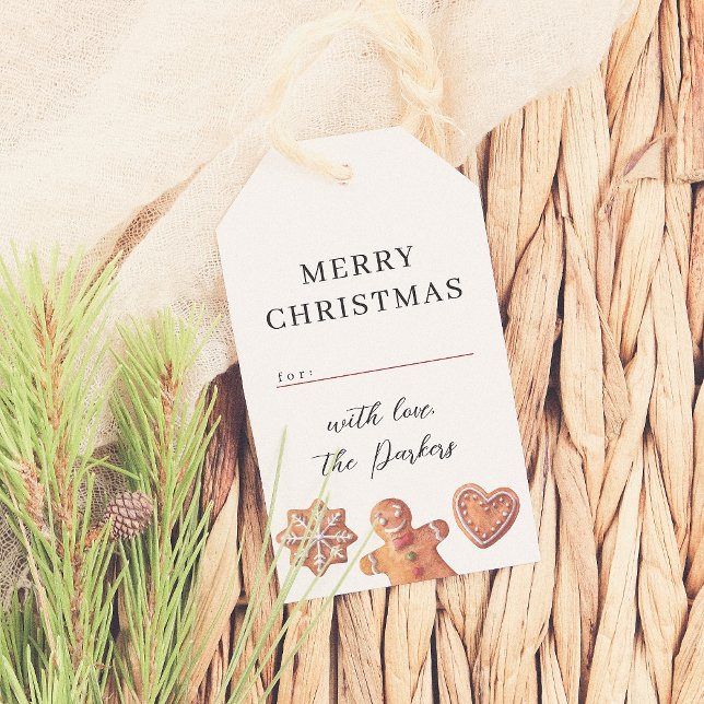 God jul Gingerbröd Cookies Family Namn Presentetikett (Skapare uppladdad)