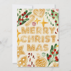 God jul Gingerbröd Cookies Lettering Julkort
