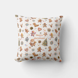 God jul Gingerbröd Cookies White Kudde