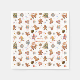 God jul Gingerbröd Cute Roligt White Pappersservett
