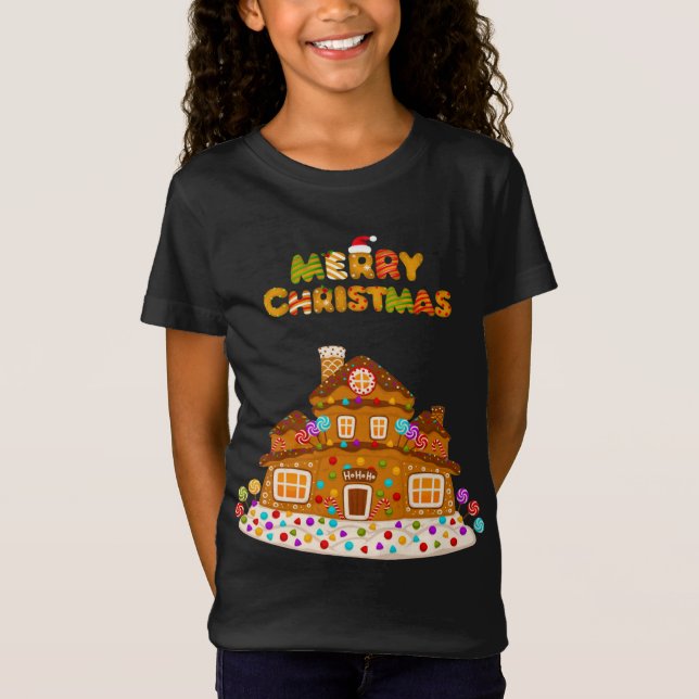 God jul Gingerbröd House Baking Candy Can T Shirt (Framsida)