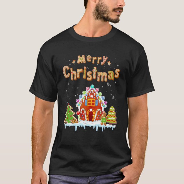 God jul Gingerbröd House Baking Candy Can T Shirt (Framsida)