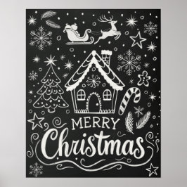 God jul Gingerbröd House Chalkboard Poster