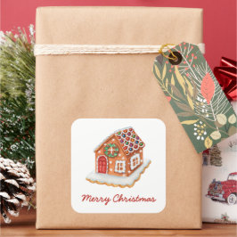 God jul Gingerbröd House Fyrkantigt Klistermärke