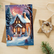 God jul Gingerbröd House Helgdag Card