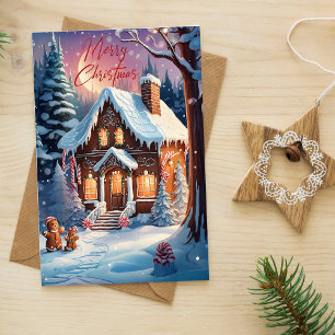 God jul Gingerbröd House Helgdag Card Julkort