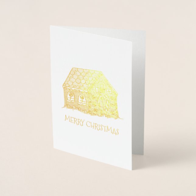 God jul Gingerbröd House Helgdag Julafton Folierat Kort (Framsida)