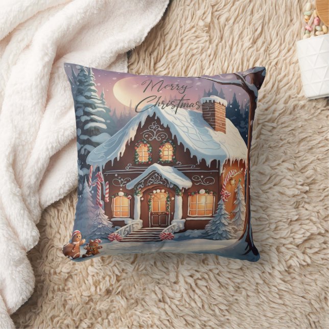 God jul Gingerbröd House Kudde (Filt)