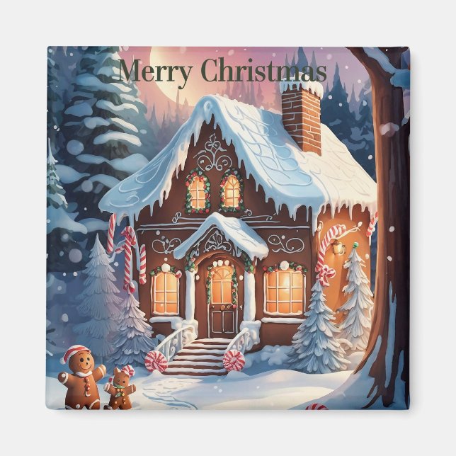 God jul Gingerbröd House Magnet (Framsidan)