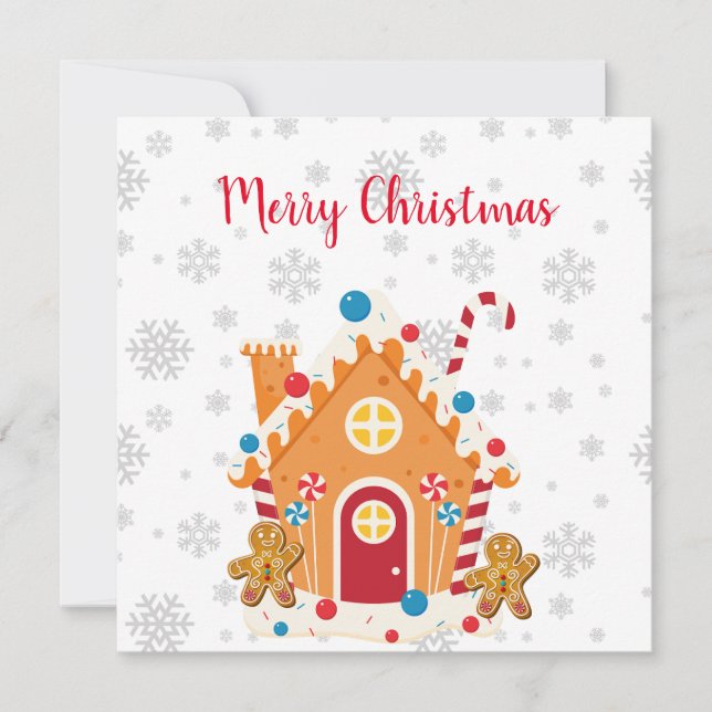 God jul Gingerbröd House med Gingerbröd Inbjudningar (Framsida)