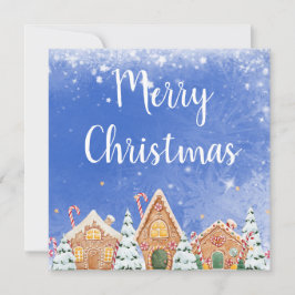 God jul Gingerbröd House med Polkagrisar Inbjudningar