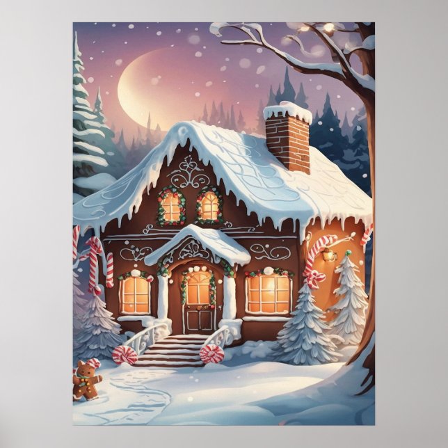 God jul Gingerbröd House Poster (Framsidan)