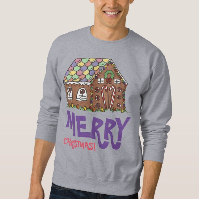God jul Gingerbröd House Ugly Sweater Sweatshirt (Framsida)