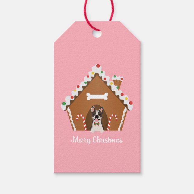 God jul Gingerbröd Hund House Presentetikett (Framsidan)