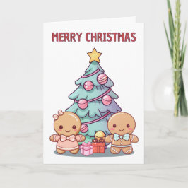 God jul Gingerbröd, människor och Träd Kort