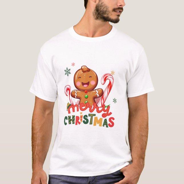 God jul Gingerbröd och Candy cane T Shirt (Framsida)