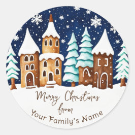 God jul Gingerbröd Town Helgdag Gift Märkre Runt Klistermärke