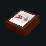 God jul Gingerbröd Träd Minnesask<br><div class="desc">God julbild och elegant med dekorerat gingerbröd träd och rött metalliskt 3D hälsning på en lätt glamorös bakgrund.</div>
