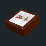 God jul Gingerbröd Träd Minnesask<br><div class="desc">God julbild och elegant med dekorerat gingerbröd träd och rött metalliskt 3D hälsning på en lätt glamorös bakgrund.</div>