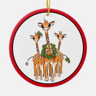 God jul Giraffe, frisk grönt andedräkt Julgransprydnad Keramik