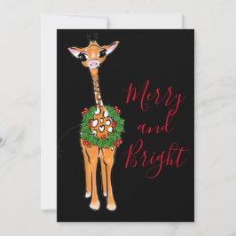 God jul Giraffes, röd grönt Holly-andedräkt Inbjudningar
