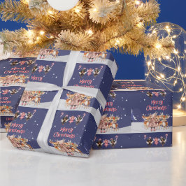 God jul Girl Reindeer Candy cane Älvor Presentpapper