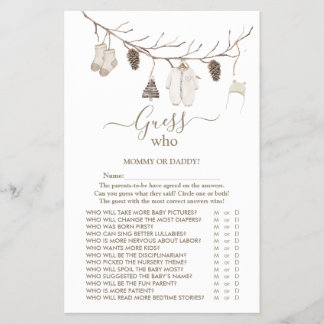 God Jul 'Gissa Vem' Baby Shower Spel Flygblad