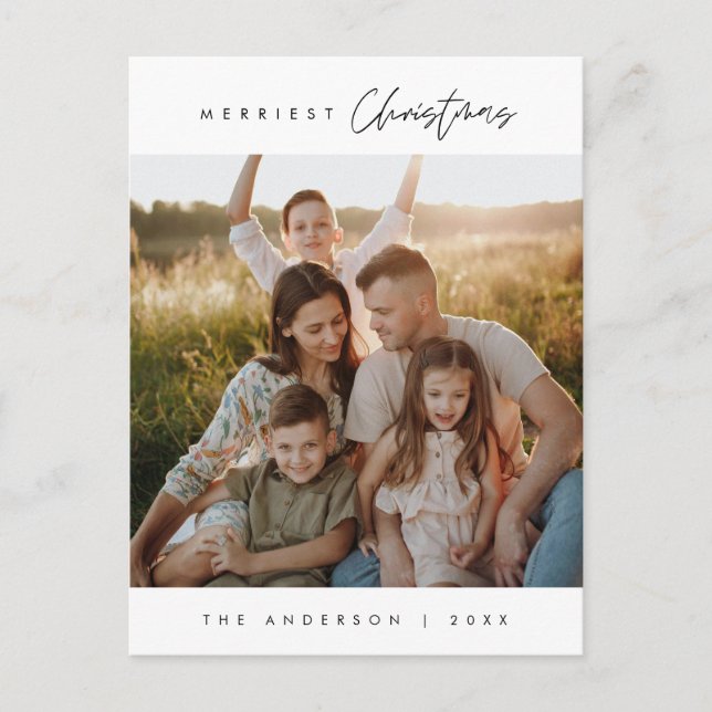 God jul Glad familjefoto Vykort (Framsida)