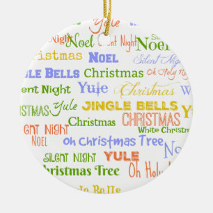 God jul Glad helg Ord och citattecken Julgransprydnad Keramik