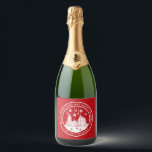 God jul Glad helg Winter-Personligen<br><div class="desc">God jul Glad helg Winter Personlig Namn mousserande vin-etiketter har texten "God jul och Glad helg" i ett modernt,  vitt skript på röd bakgrund och personlig med ditt namn som omger ett hem med Julgranar och snöflingor. Perfekt till julklapp party favors och Helgdag. Designad av ©Evco Studio www.zazzle.com/store/evcostudio</div>