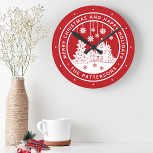 God jul Glad helg Winter-Personligen Rund Klocka
