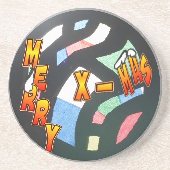 God jul glasstensfärgat mönster Stone Underlägg Sandsten (Framsidan)