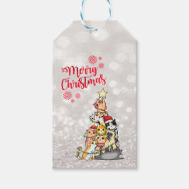 God Jul,Glitter Bokeh,Snygga Katter Julgran Presentetikett