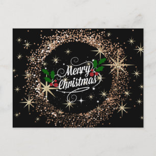 god jul glitter och, skina, helgdag vykort