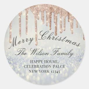 God jul Glitter OSA Ro Smoky Blue Runt Klistermärke