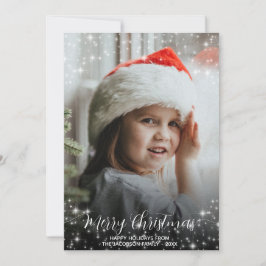 God jul Glitter Stars fotoutlägg, röd Julkort