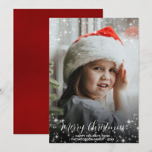 God jul Glitter Stars fotoutlägg, röd Julkort