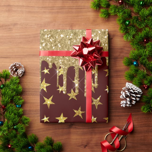 God jul-glitter stjärna presentpapper (Julgåva)