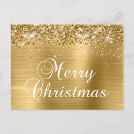 God jul Glittery Golden Foil Helg Vykort