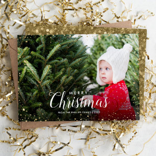 God jul Glitz Faux Glitter Photo Overlay Julkort
