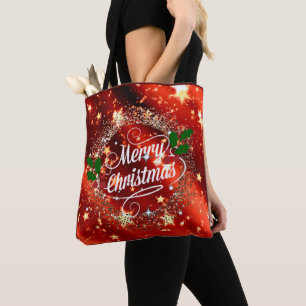 god jul gnistra och glitter helgdag röd tygkasse