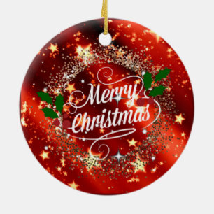 god jul, gnistra och glitter julgransprydnad keramik