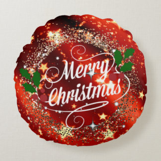 God jul, gnistra och glitter rund kudde