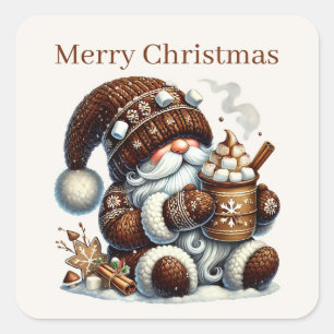 God jul gnome add text fyrkantigt klistermärke
