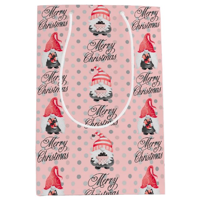 God jul Gnome and Dots Medium Gift Bag (Framsidan)
