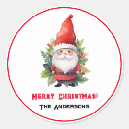 God jul Gnome Anpassningsbar Runt Klistermärke