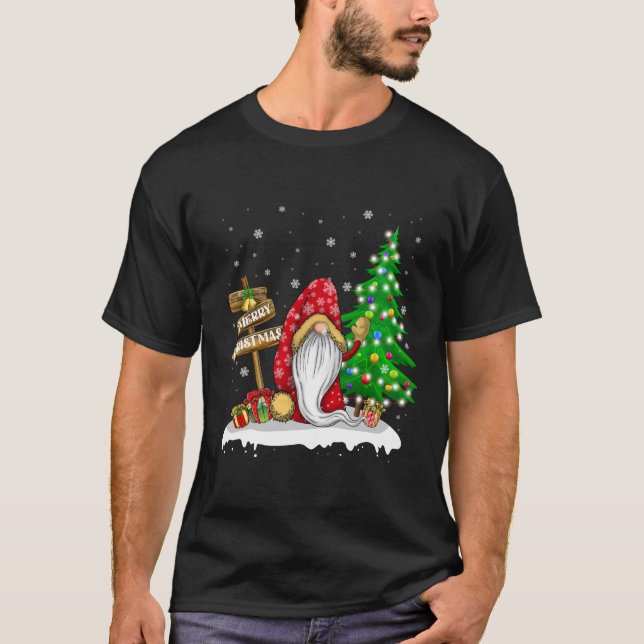 God jul Gnome-familjens jul T Shirt (Framsida)