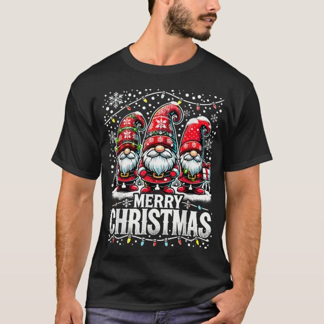 God jul Gnome-familjens jul T Shirt (Framsida)